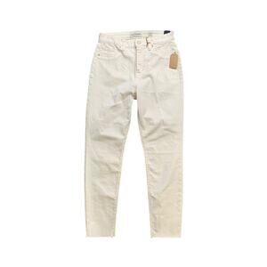 Lucky Brand Jeans Womens 8 White Denim Bridgette Crop High Rise Cut Off Hem